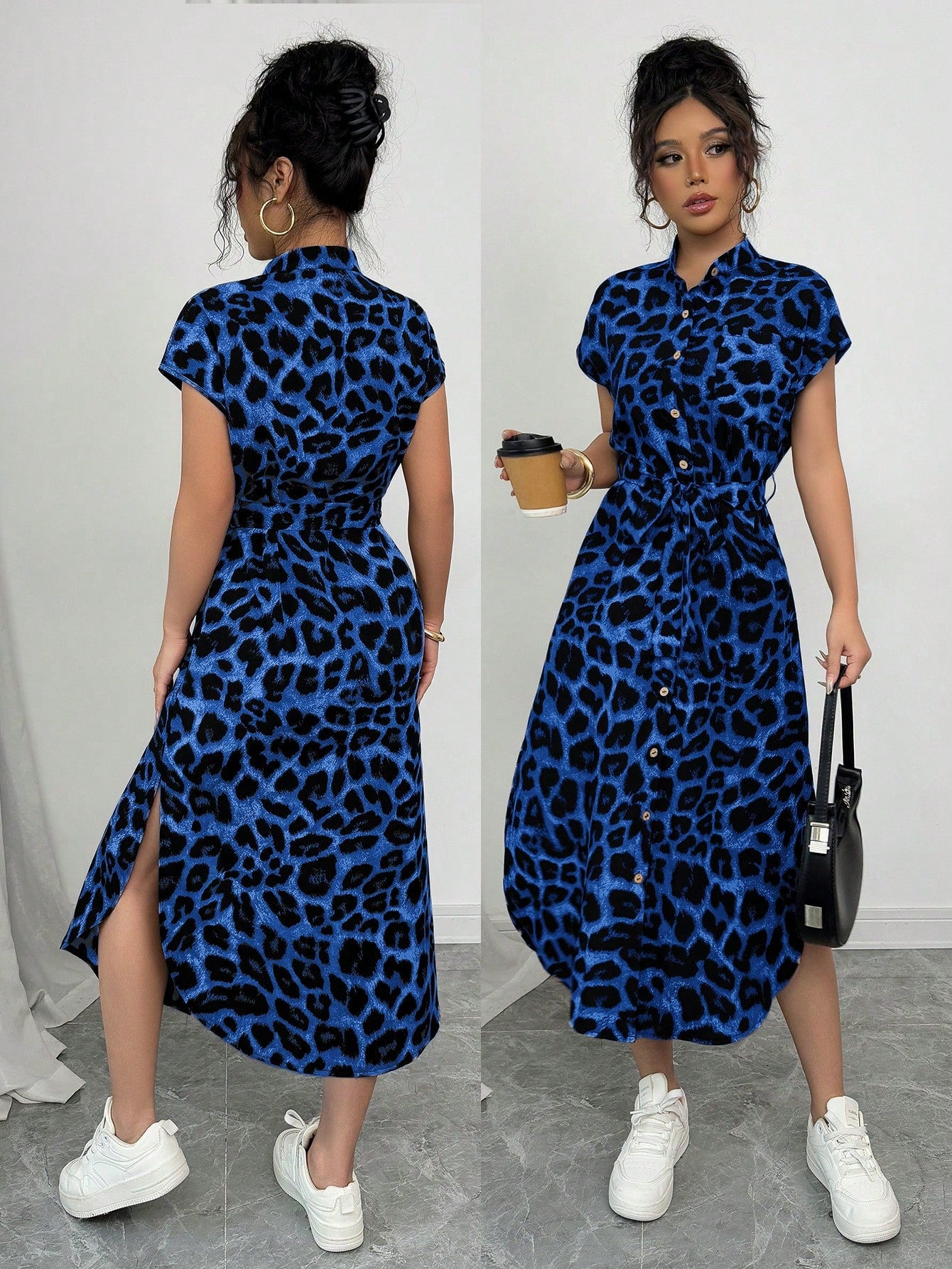 MIU French-Style prugasti Color-Block Shirt Dress With Cinched Waist And Button Front, All-Match Maxi Ženska outfit
