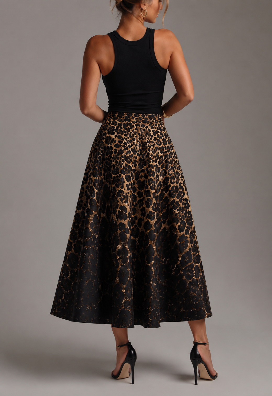 Anesta - Ženski Urban Chic Leopard Ombre Crna Suknja