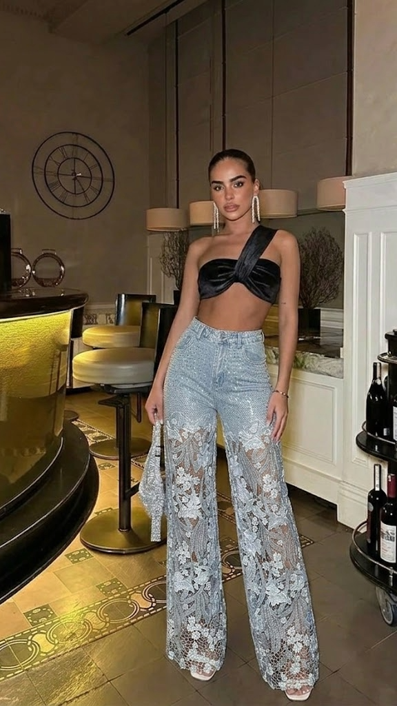 Anewsta Ženske Moda Čipkaste Hlače