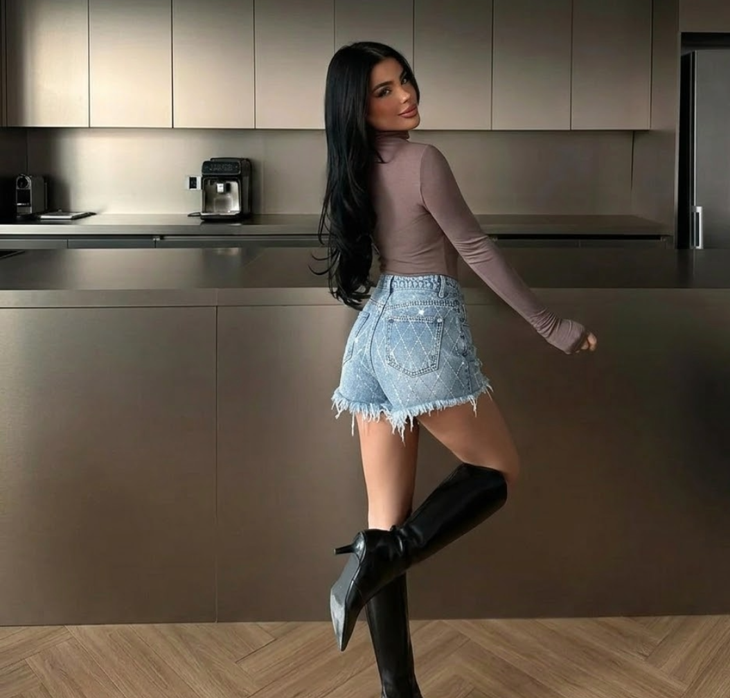 BAE Muzički Festival Plave Pamučne Šorcice sa Kristalićima & Šorcice za Muzički Festival & Ljetna Odjeća & Na Plaži za Žene