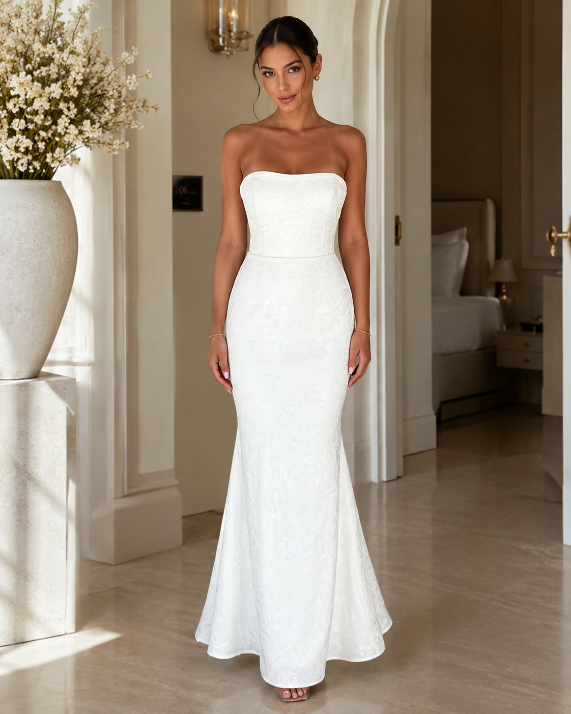 Glamurozna elegantna seksi romantična haljina sirene bez naramenica za Valentinovo za izlazak, elegantna haljina, svečane haljine za žene, haljina s velikom mašnom