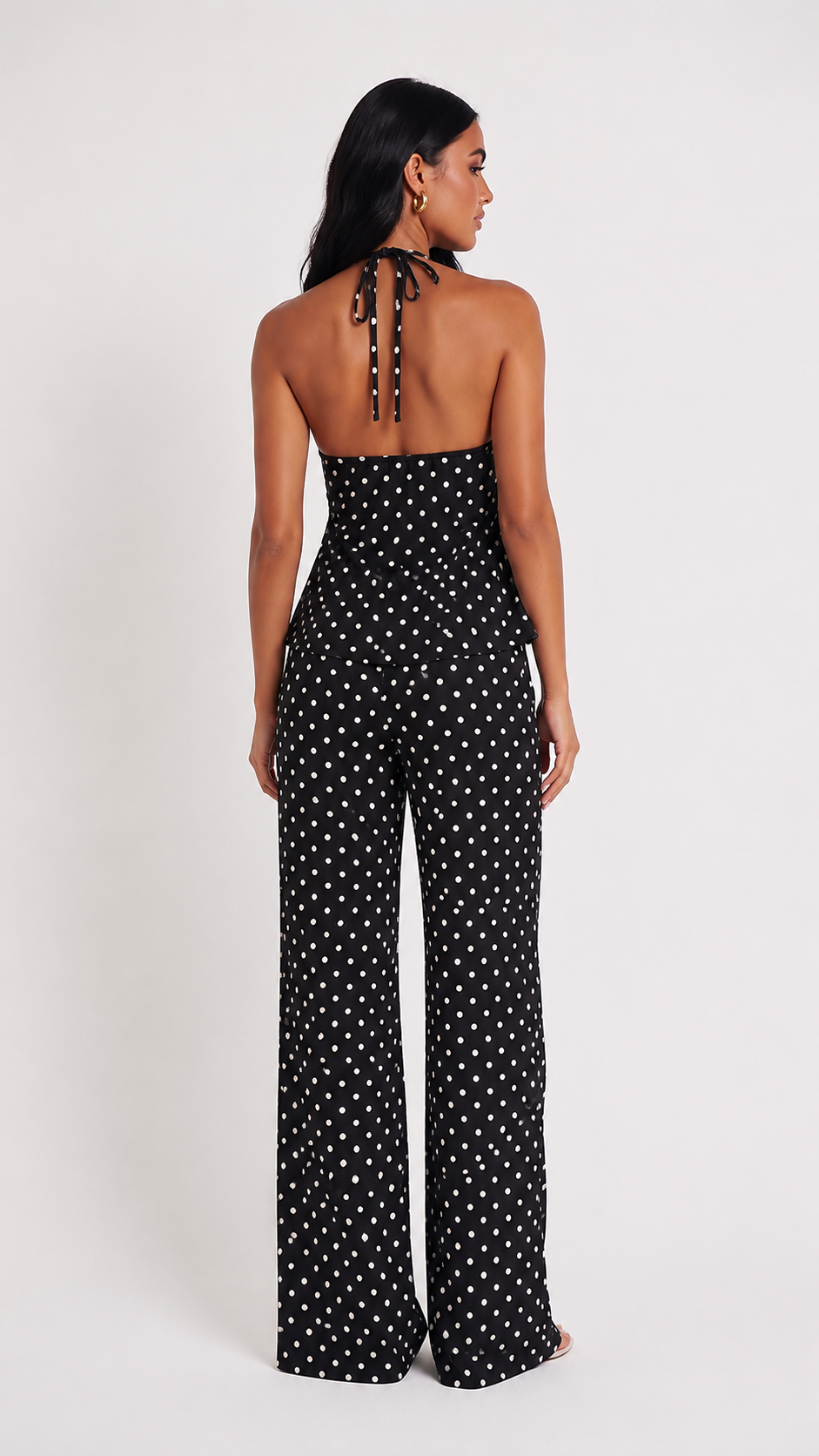 Crni i Bijeli Pika, Ljetni, Chic, Odmor, Odmori Ženski Džepni Čipkani V-Neck Halter Bez Leđa A-Line