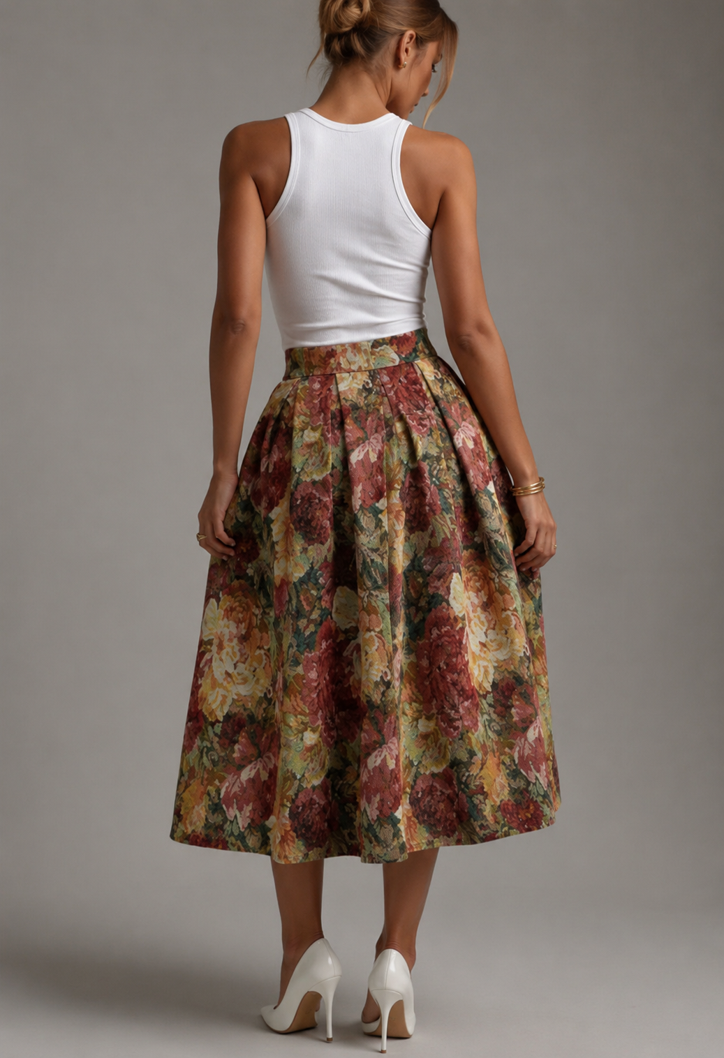 Gomes Vintage Elegant Ženska Cvjetna Uljana Slika Jacquard Teksturirana Suknja