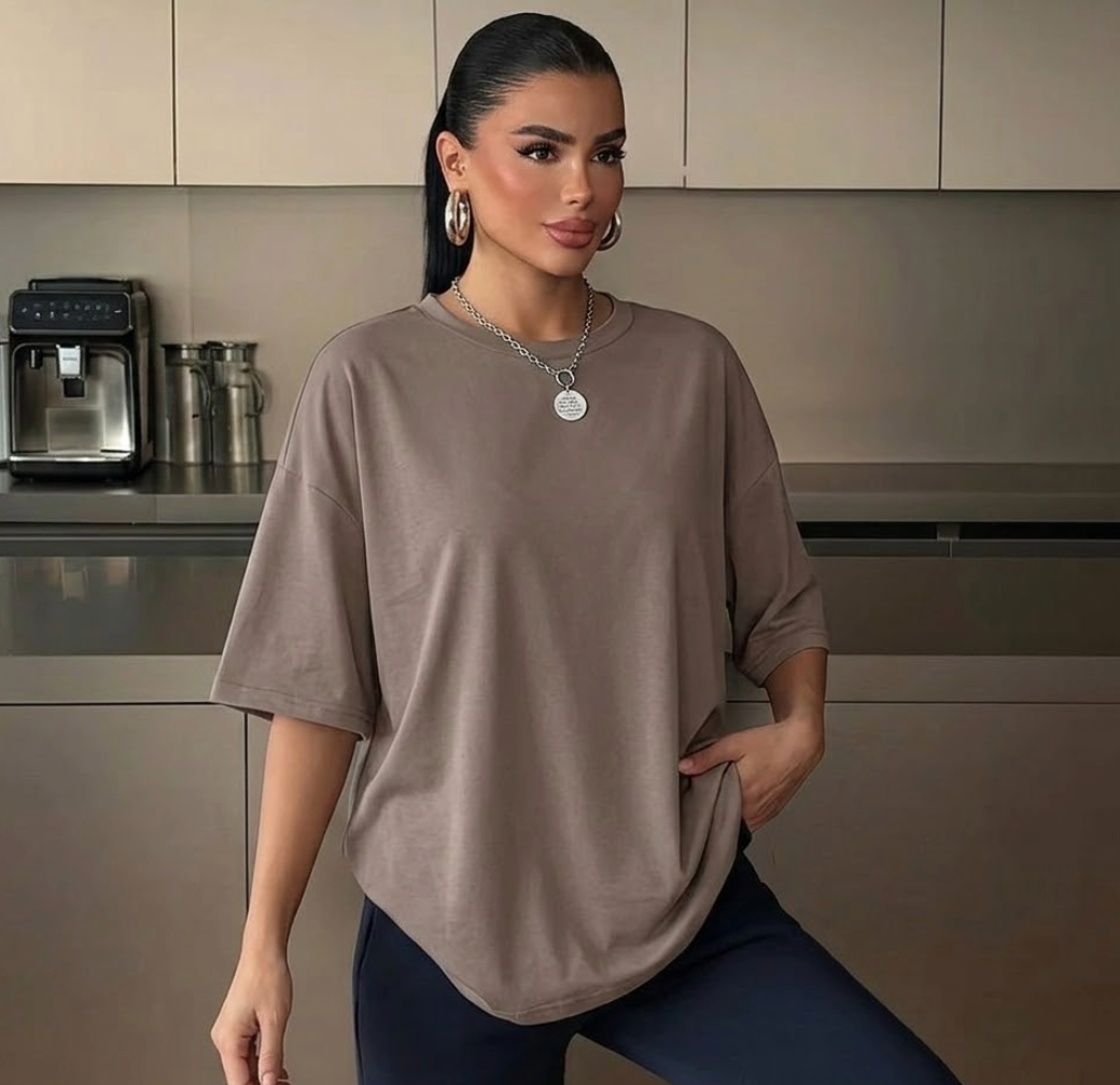 INAWLY Jednobojna Drop Shoulder Oversized Tee, Unisex