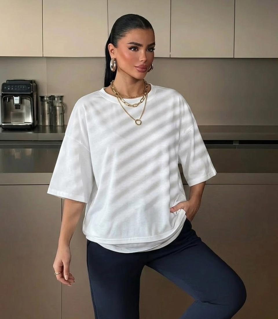 INAWLY Jednobojna Drop Shoulder Oversized Tee, Unisex